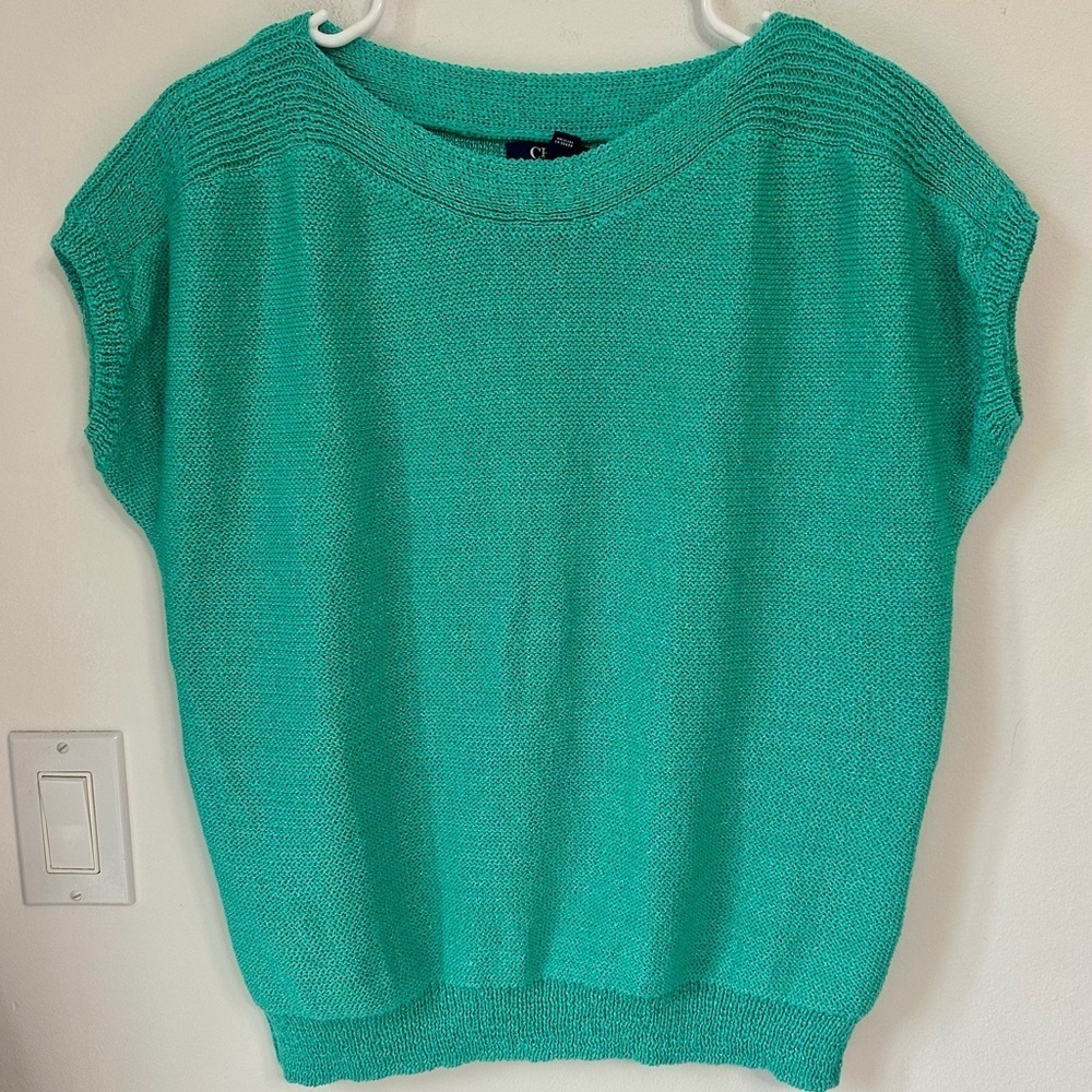 Chaps Women's Teal Sweater with Cap Sleeves - Dolman type - size Large